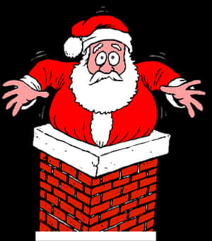 Santa Stuckin Chimney Illustration PNG image with transparent background