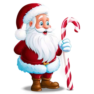 Santa With Candy Cane Cartoon Png Ira PNG Image