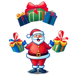 Santa With Gifts Cartoon Png Ubb PNG Image