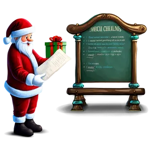 Santa With List Cartoon Png Nuw PNG Image