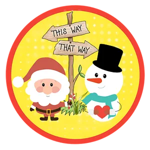 Santaand Snowman Direction Sign PNG Image