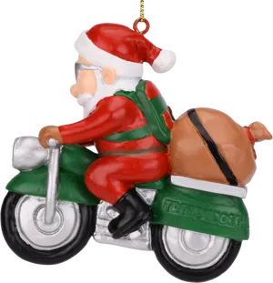 Santaon Motorcycle Christmas Ornament PNG Image