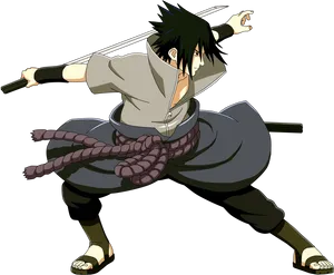 Sasuke_ Uchiha_ Action_ Pose PNG Image