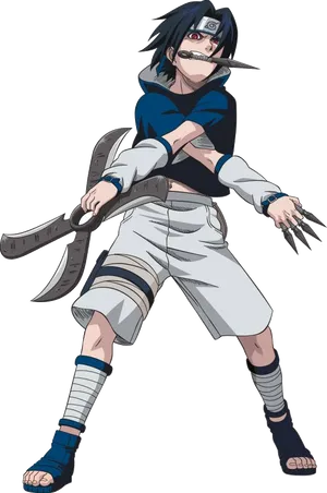 Sasuke Uchiha Action Pose PNG Image