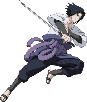 Sasuke_ Uchiha_ Action_ Pose PNG Image