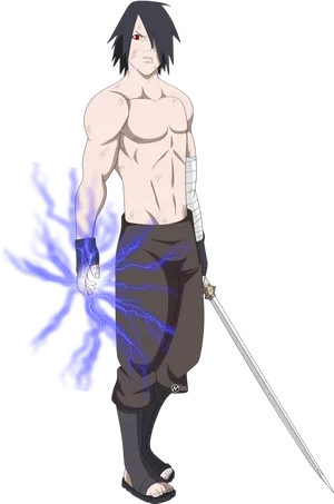 Sasuke_ Uchiha_ With_ Chidori PNG Image