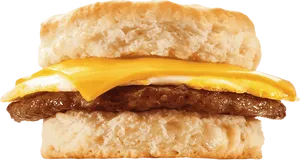 Sausage Egg Cheese Biscuit Breakfast Sandwich PNG Image