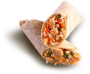 Savory Stuffed Burrito Cut Open PNG Image