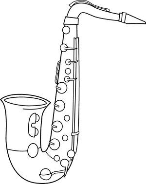 Cartoon Black And White Saxophone, HD Png Download PNG with transparent background