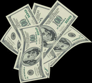 Scattered Hundred Dollar Bills PNG