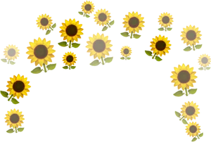 Scattered Sunflowerson Teal Background PNG Image