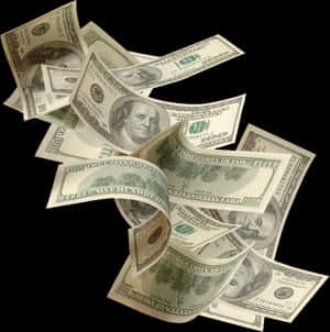 Scattered U S Dollars Floating PNG