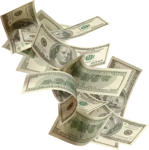 Scattered U S Dollars Floating PNG Image