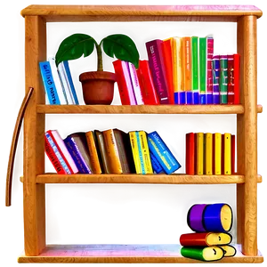 School Books On Shelf Png Kpy PNG Image