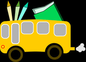 School Bus Cartoon Graphic PNG with transparent background