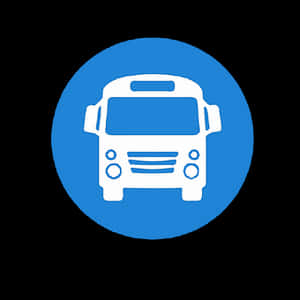 School Bus Icon Blue Background PNG with transparent background