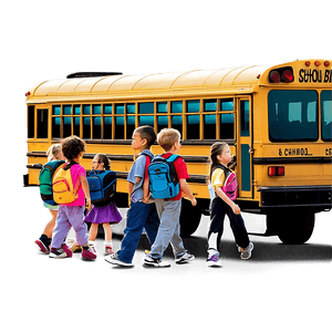 School Bus With Children PNG ivp PNG