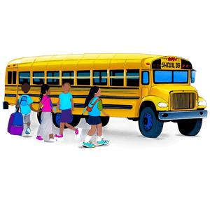 School Bus With Children PNG rsj8 PNG