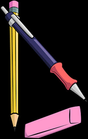 School Supplies Cartoon Illustration PNG image with transparent background
