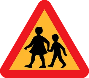 School Zone Sign Children Crossing PNG Image