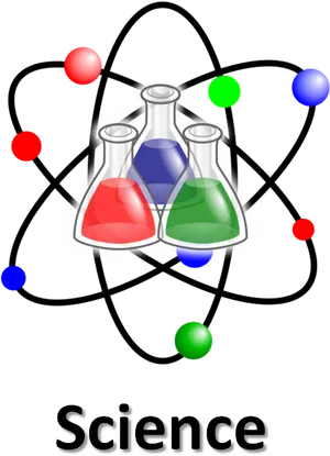 Science Atomand Beakers Graphic PNG Image