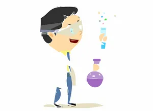 Scientist Character Holding Test Tubes PNG Image