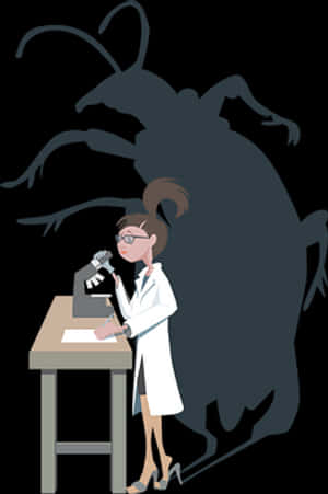 Scientist Examining Bug Shadow PNG image with transparent background