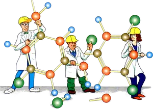Scientists Assembling Molecular Model PNG Image