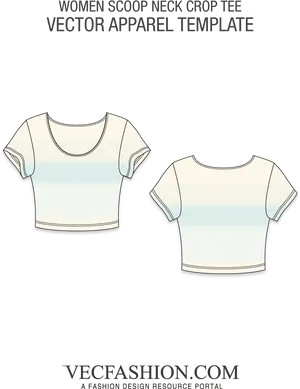 Scoop Neck Crop Top Template Vector PNG Image