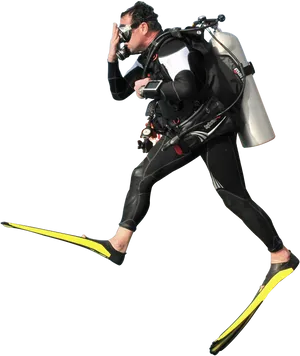 Scuba Diverin Midair PNG Image