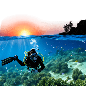Scuba Diving at Sunset PNG jdn97 PNG with transparent background