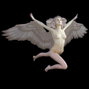 Sculptural Angel Figure Flying PNG image with transparent background