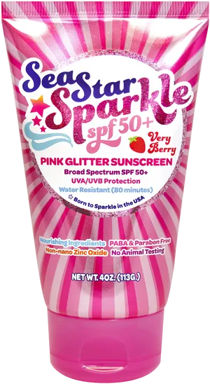 Sea Star Sparkle Glitter Sunscreen S P F50 PNG Image