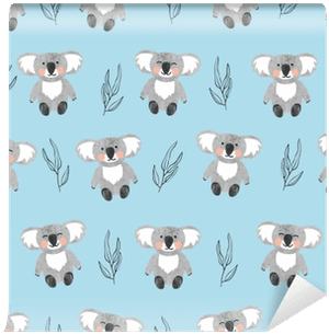 Seamless Pattern With Cute Watercolor Koala Bears On - Cute Koala Background PNG image with transparent background