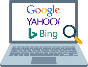 A Computer Screen Showing Various Search Engine Logos - Google Bing Yahoo Duckduckgo, HD Png Download PNG image with transparent background