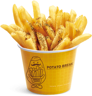 Seasoned French Friesin Cup PNG with transparent background