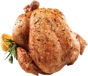 Seasoned Whole Roast Chicken PNG Image