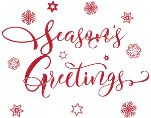 Seasons Greetings Calligraphy Snowflakes PNG Image