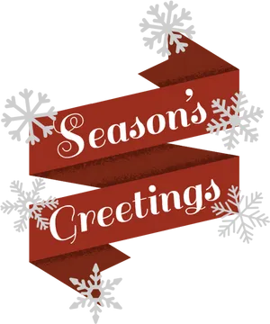 Seasons Greetings Snowflake Banner PNG Image