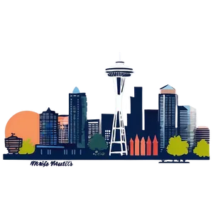 Seattle Skyline At Twilight Png Bby PNG Image