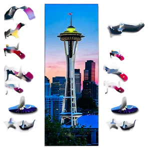 Seattle Skyline During Sunset Png Aqt PNG Image