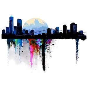 Seattle Skyline Grunge Art Png 6 PNG Image