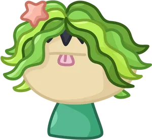 Seaweed Haired Cartoon Character PNG Image