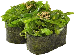 Seaweed Sushi Gunkanwith Sesame Seeds PNG Image