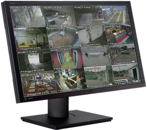 Security Monitor Display Multiple Camera Feeds PNG Image