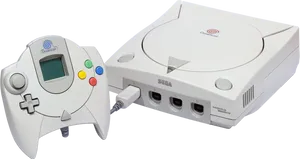 Sega Dreamcast Consoleand Controller PNG Image