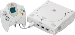 Sega Dreamcast Consoleand Controller PNG Image