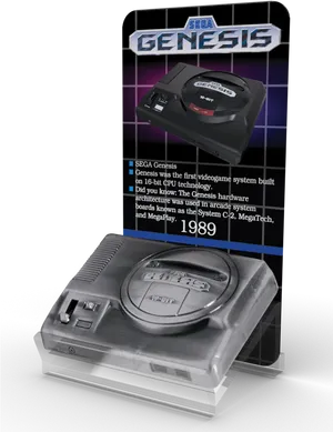 Sega Genesis Console1989 Promotional Display PNG Image