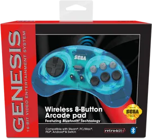 Sega Genesis Wireless Arcade Pad Packaging PNG Image