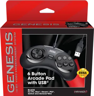 Sega Genesis6 Button Arcade Pad Packaging PNG Image